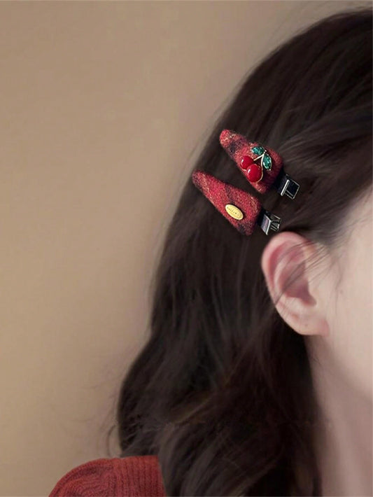 1pc Elegant Fruit & Vegetable Pattern Polyester (Polyethylene Terephthalate) Hair Clip
