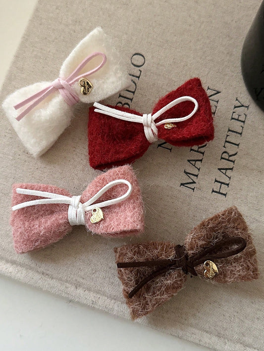 1pc Elegant Bow Hairclip, Winter