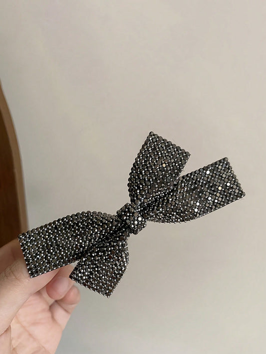1pc Women's Luxurious Diamond Bow Hair Clip With Paired With Headband Accessories And Hair Clips