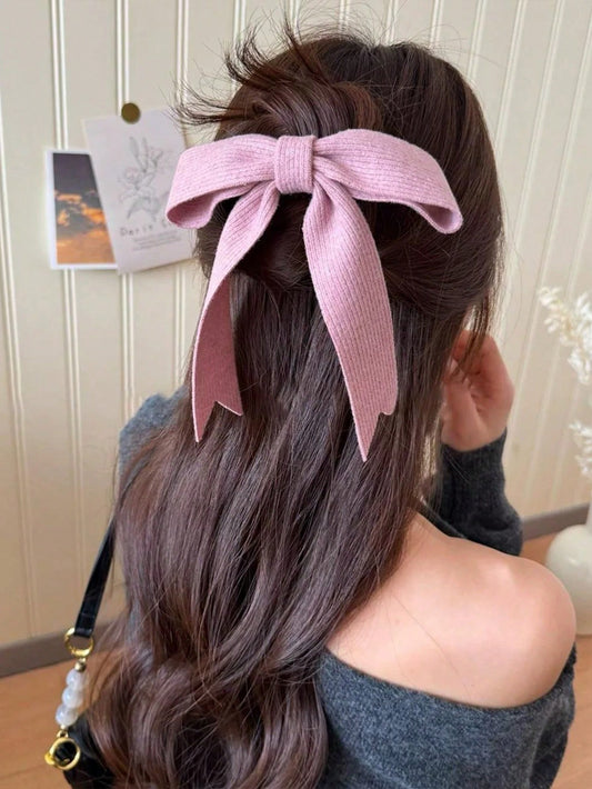 1pc Sweet Knitted Bowknot Hair Clip, New Elegant Hair Accessory, Suitable For Half-Up Hairstyle