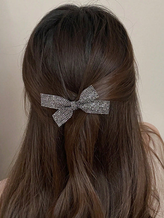 1pc Women's Luxurious Diamond Bow Hair Clip With Paired With Headband Accessories And Hair Clips