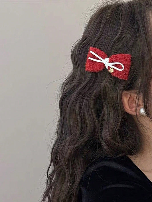 1pc Elegant Bow Hairclip, Winter