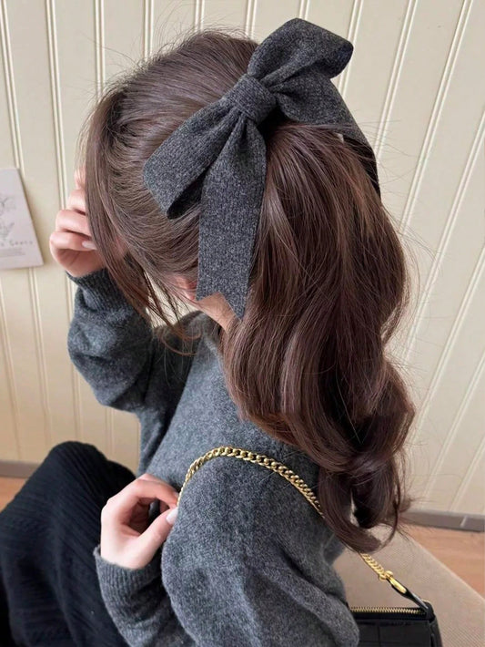 1pc Sweet Knitted Bowknot Hair Clip, New Elegant Hair Accessory, Suitable For Half-Up Hairstyle